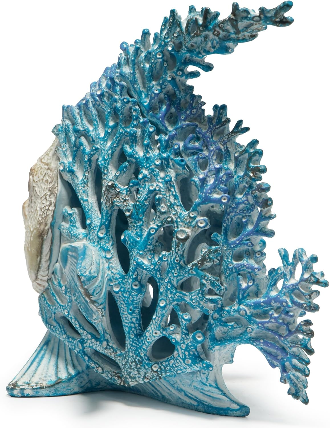 Hodao Sea Coral Fish Figurines Decoration Summer Beach Coastal Decor Coral Reef Angelfish Home Office Desk Decor Statues for Tabletop Shelf Bathroom Decoration Ornament Gifts for Mom (Blue) - Blue image number 5