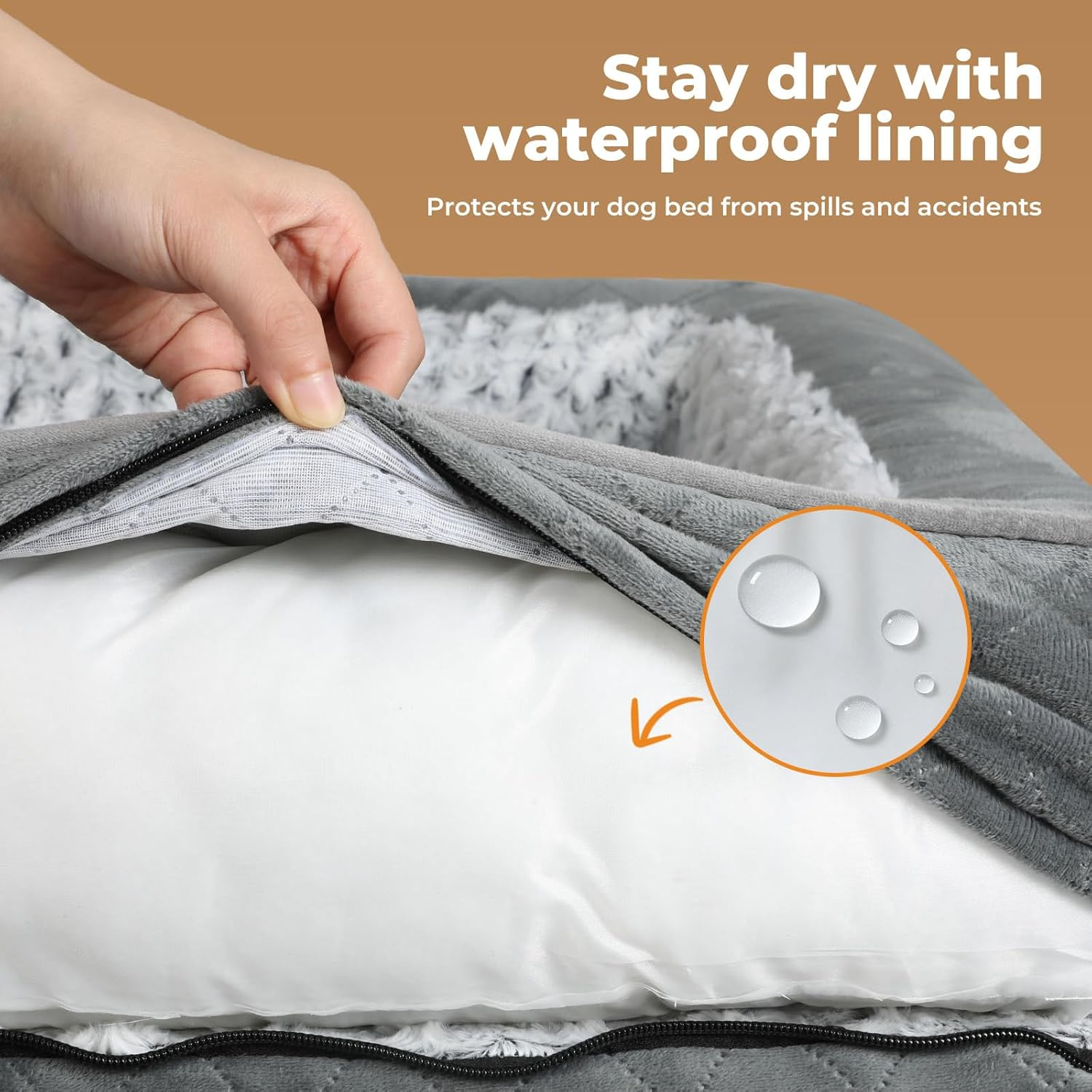 Pawz Orthopedic Dog Bed for Extra Large Dogs,Rectangle Pet Bed with Supportive Foam Bolster Couch, Durable Dog Bed Sofa,Washable Dog Bed with Removable Cover,Waterproof Lining image number 3