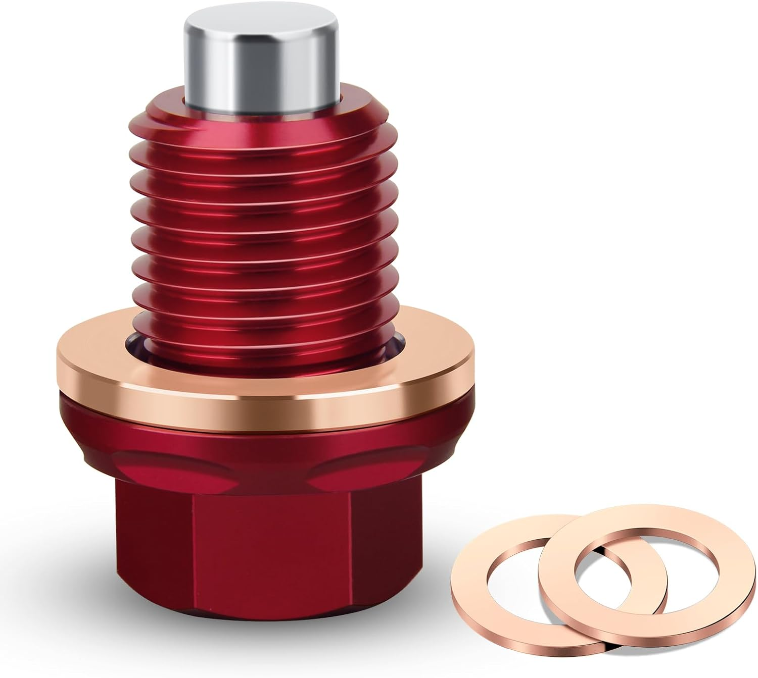 M14 X1.5 Magnetic Oil Drain Plug 7075 Aluminum CNC Craft with Crush Washer Gaskets Replacement for Ford GM Hyundai KIA and More Select Models image number 2