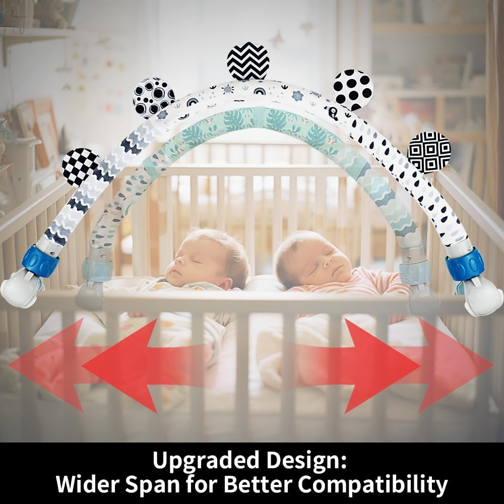 Baby Activity Arch Bassinet Toy, Black and White Travel Mobile Toy Bar with Hanging Animals, Stroller, Pram and Crib Attachment Toys (Ocean) - Animal image number 5