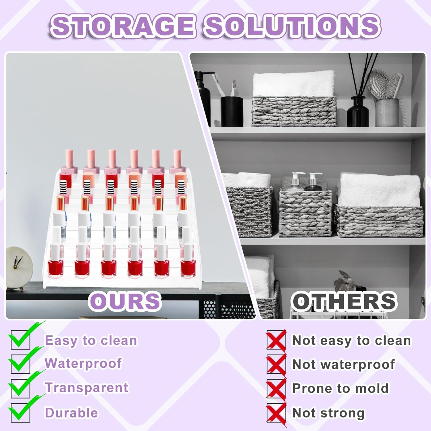 7 Layers Acrylic Paint Organizer and Holder - Clear Nail Polish Storage Rack for Craft Hobby Paint Cans