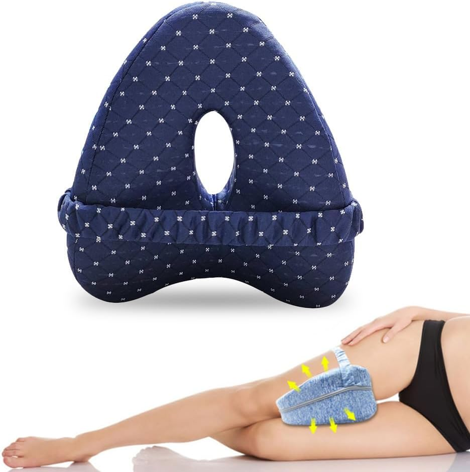 Knee Pillow Leg | Memory Foam Wedge Pillow | Leg Pillows for Sleeping,Leg Pain, Knees Pain, Joints Pain & Pregnancy Bed Leg Cushion for Side Sleepers (Blue) image number 1