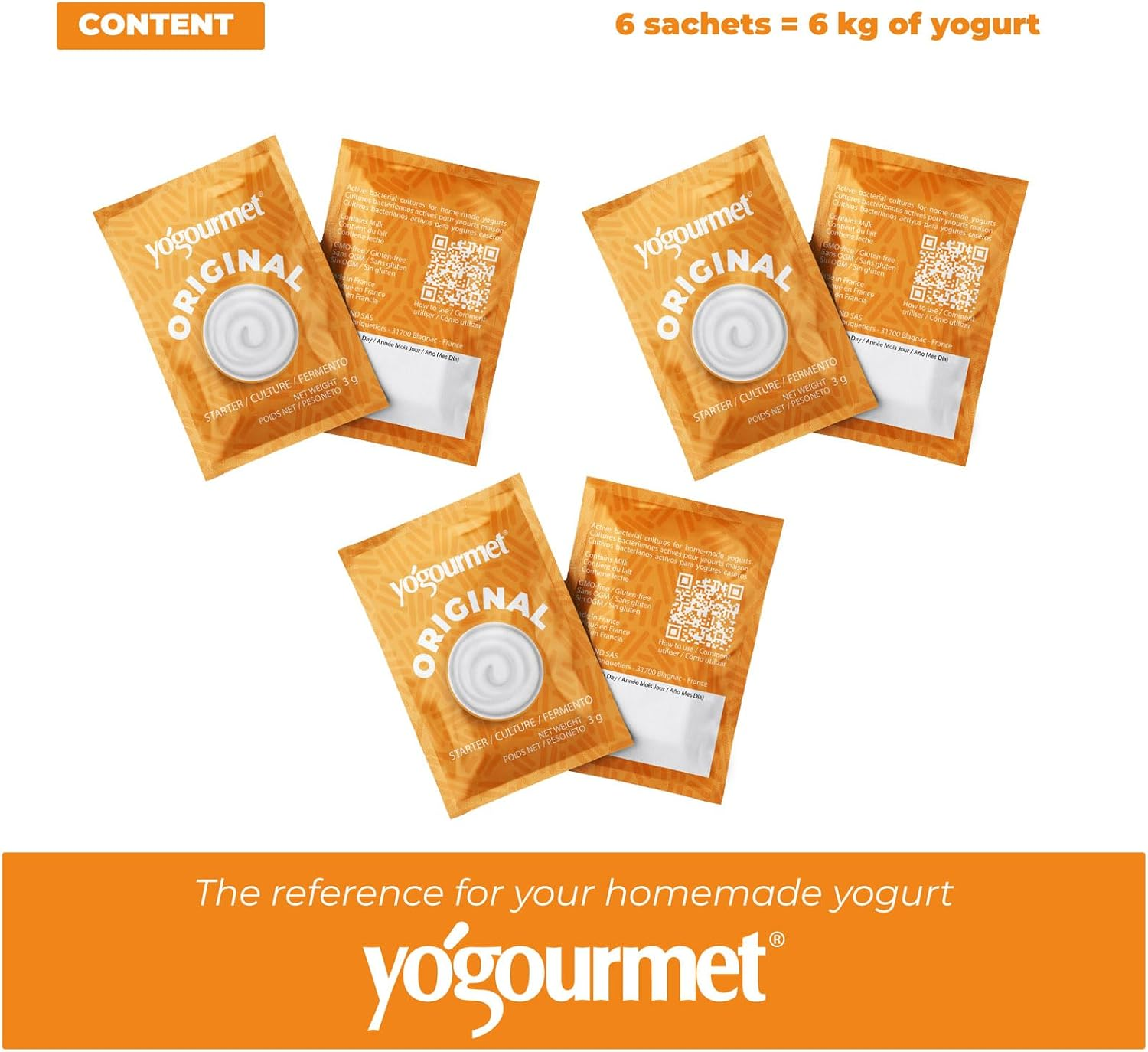 Yogourmet Yogurt Starter (16 Sachets = 16 Liters of Yogurt) - Make Yogurt at Home - Starter Culture - All Natural, Gluten Free, Kosher, Halal - 3 G Sachets image number 4