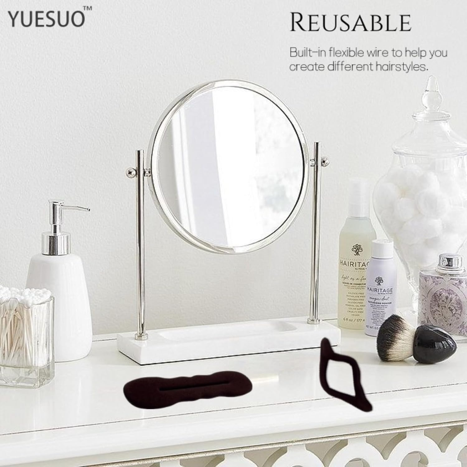 YUESUO Four-Piece Hairpin, Foam Sponge Strip Hair Accessory, Magic Hairpin Flexible and Reusable, French Style, Strong Plasticity and Easy to Use (Brown) image number 1