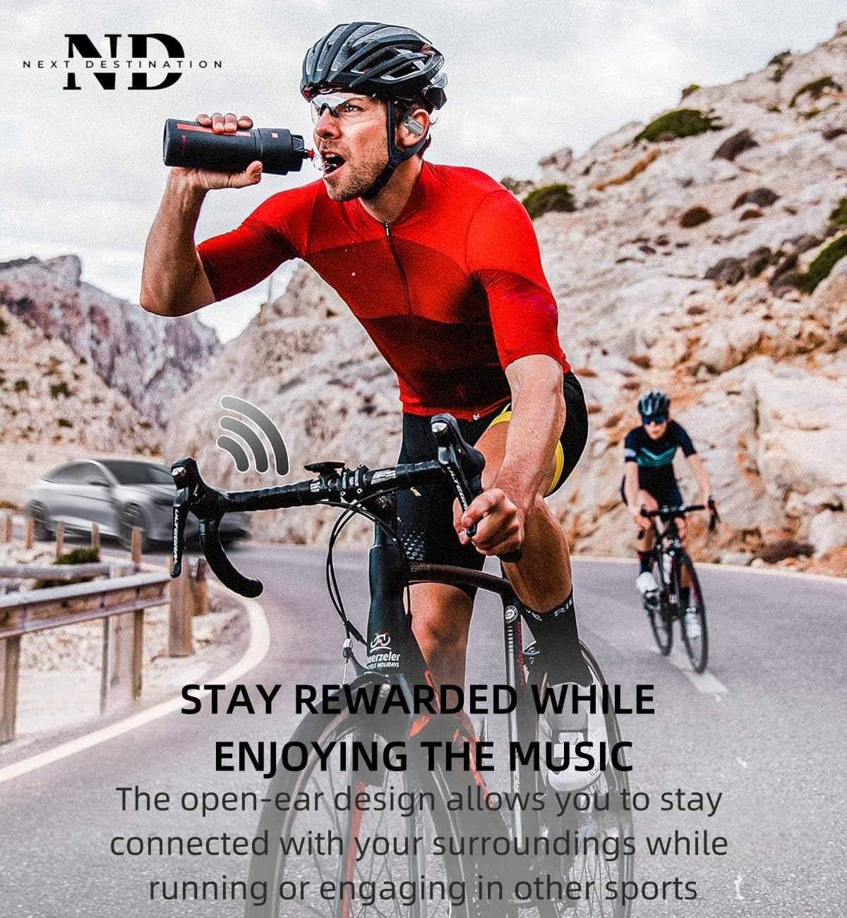 ND NEXT DESTINATION Wireless Bluetooth Headphones V5.4 Bone Conduction Headphones Open Ear (Beige)