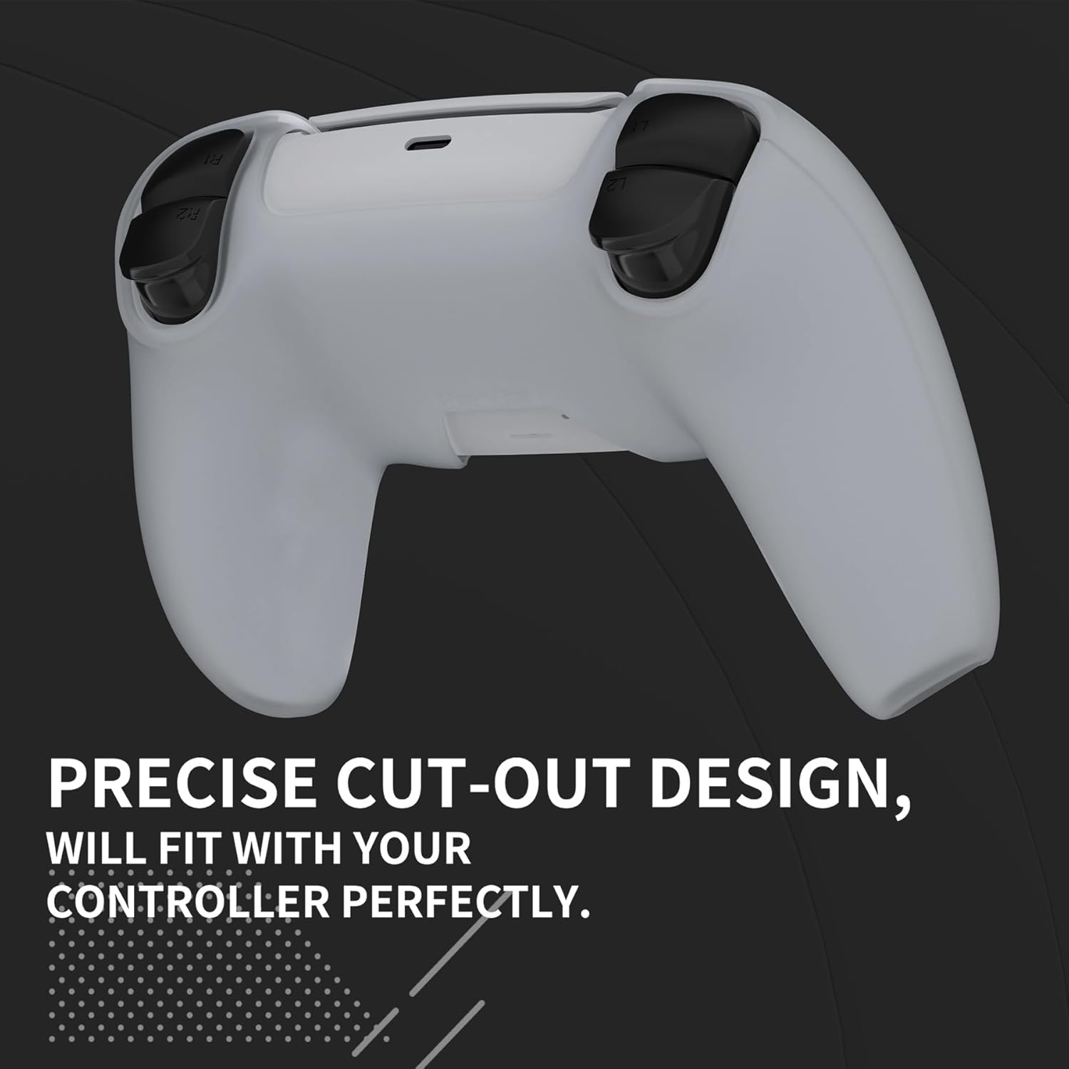 Playvital Pure Series Dockable Model Anti-Slip Silicone Cover Skin for Ps5 Controller, Soft Rubber Grip Case for Ps5 Wireless Controller Fits with Charging Station with Thumb Grip Caps - Clear White