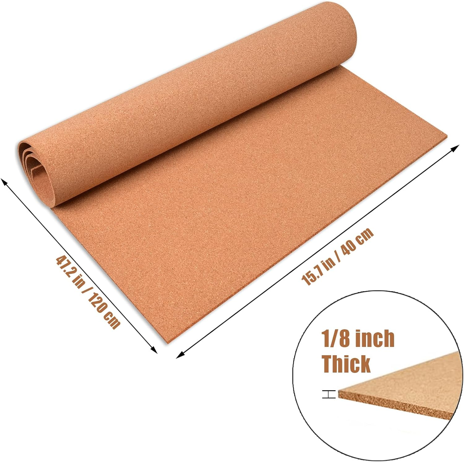 YCCYYCCY Cork Board Roll, 1/8" (3Mm) Thick Cork Boards for Walls, 16"X47"(40X120Cm) Cork Board Roll for Office, Home, School(Not Self-Adhesive) image number 2