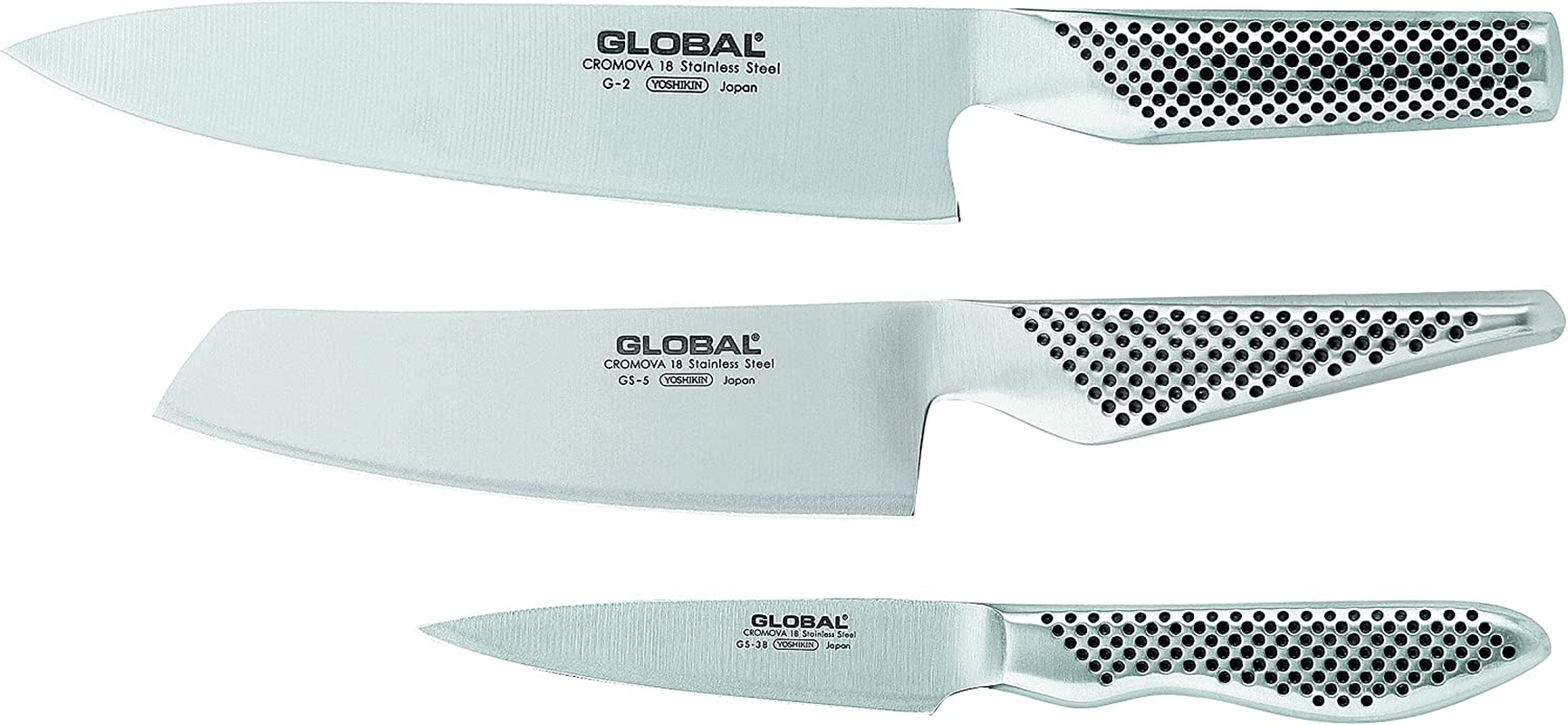 Global G-773889 Classic Kitchen Knife Set, Stainless Steel
