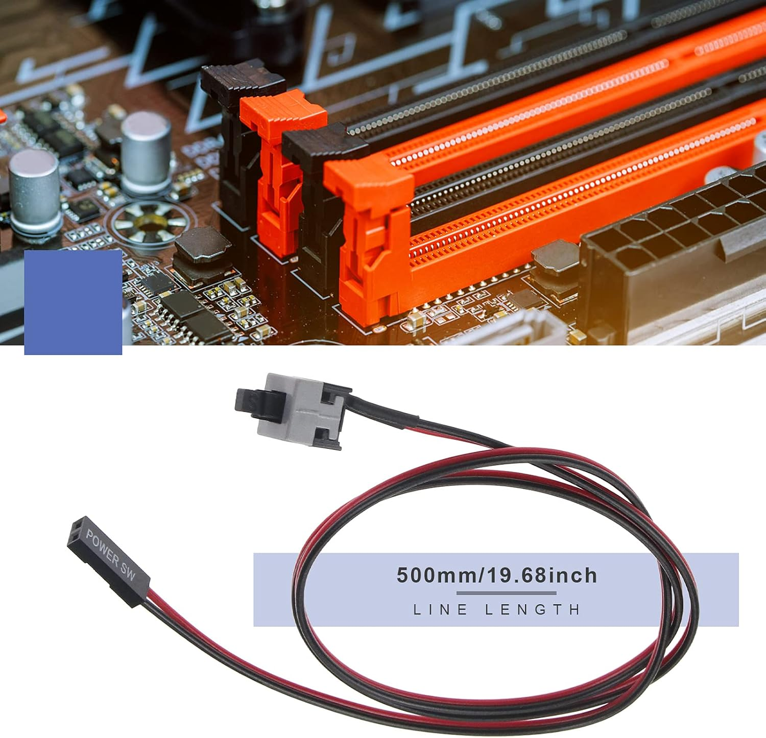 Emsea 5Pcs ATX PC Computer Motherboard Switch On/Off/Reset Power Cable 50Cm