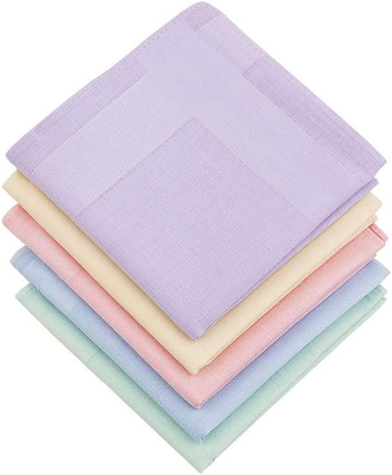 TCOTBE Ladies 100% 60S Cotton Handkerchiefs Womens Solid Candy Color Hankies for Wedding Party 16X16" image number 3