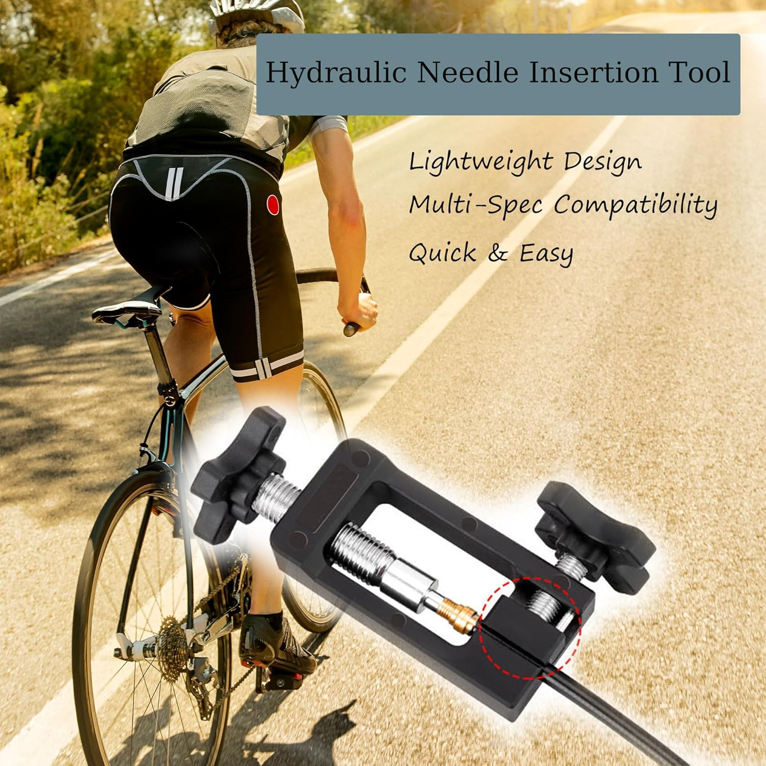 2 in 1 Upgraded Bicycle Brake Needle Driver Insertion Tool with Hydraulic Hose Cutter for Bicycle MTB Road Bike Olive Banjo Fitting Insert Install