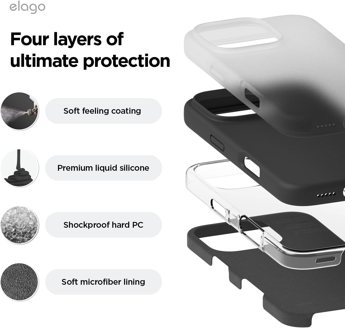 Elago Premium Liquid Silicone Case Compatible with Iphone 16 Pro Case, Full Body Protective Cover, Shockproof, Slim Phone Case, Anti-Scratch Soft Microfiber Lining, 6.3 Inch (Black) - Alpine Green image number 2