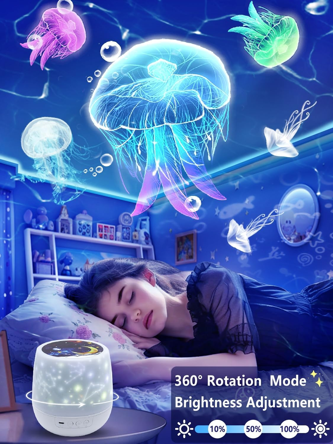 21 Sets of Films + Projector Night Light for Kids, Kids Night Lights Projector for Bedroom, Ceiling, Star Projector with 360&deg; Rotation Dimmable for Baby Girls, Birthday, Christmas, Nursery, Room Decor image number 4