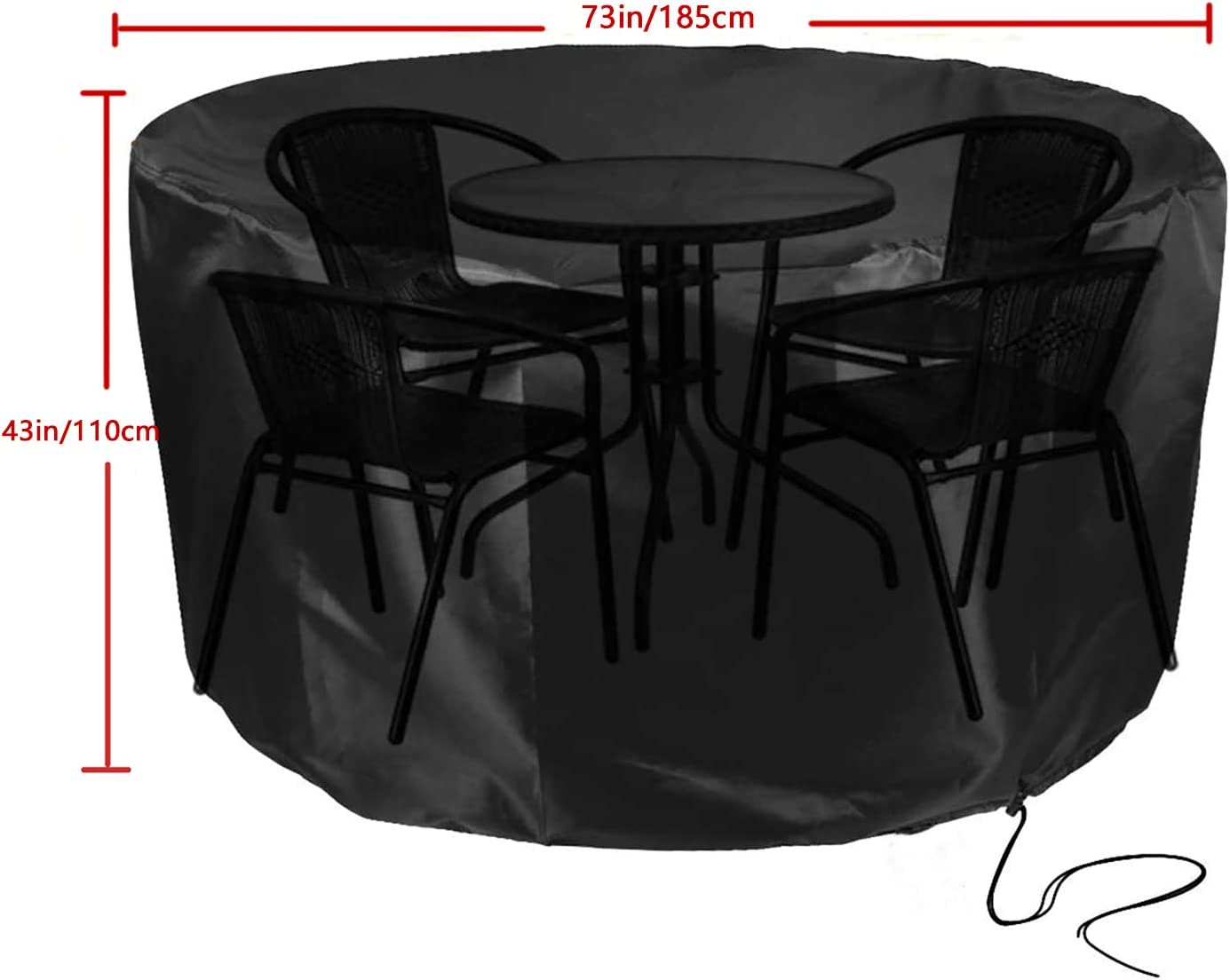 Garden Furniture Covers Patio round Table Cover MAYHOUR Waterproof Windproof Drawstring 210D Oxford Fabric Outdoor Indoor Chair Desk Cover Anti-Uv Snow Protection Black (91&times;43In/230&times;110Cm) image number 1