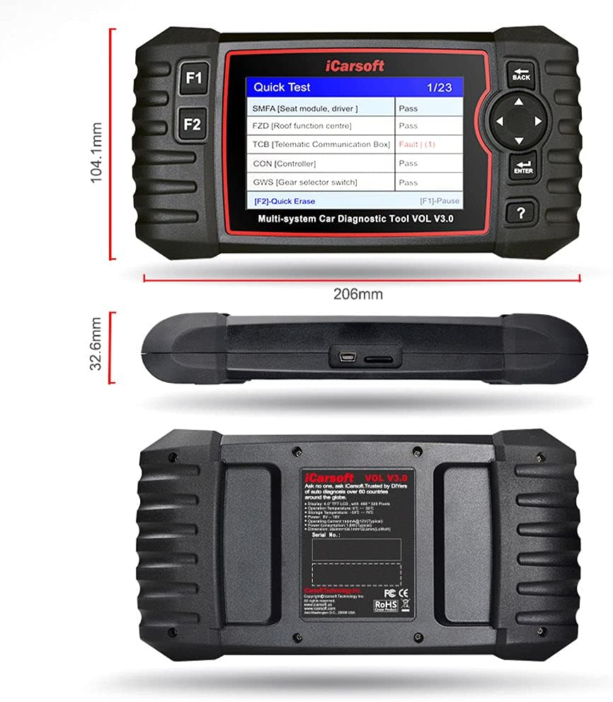 Icarsoft Vol V3.0 Car Full Diagnostic Code Scan Tool for Volvo and Saab image number 6