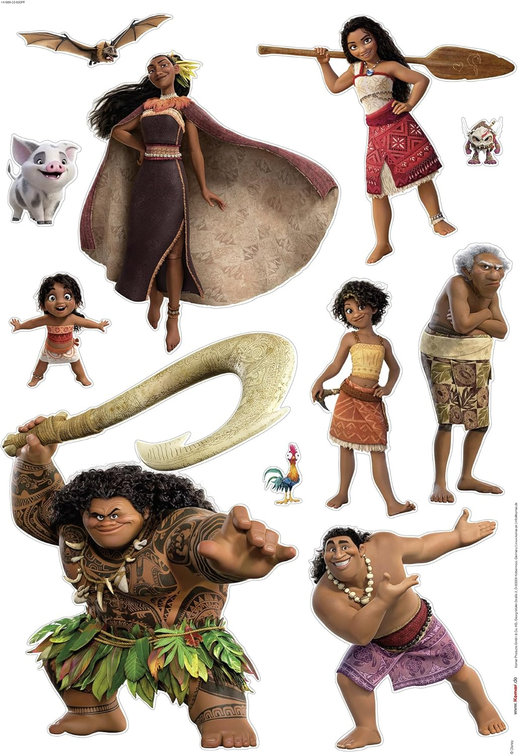 Komar Wall Sticker - Disney Moana 2 Family - Size 50 X 70 Cm - Wall Sticker for Children'S Room Wall Decoration Viana Colourful image number 1