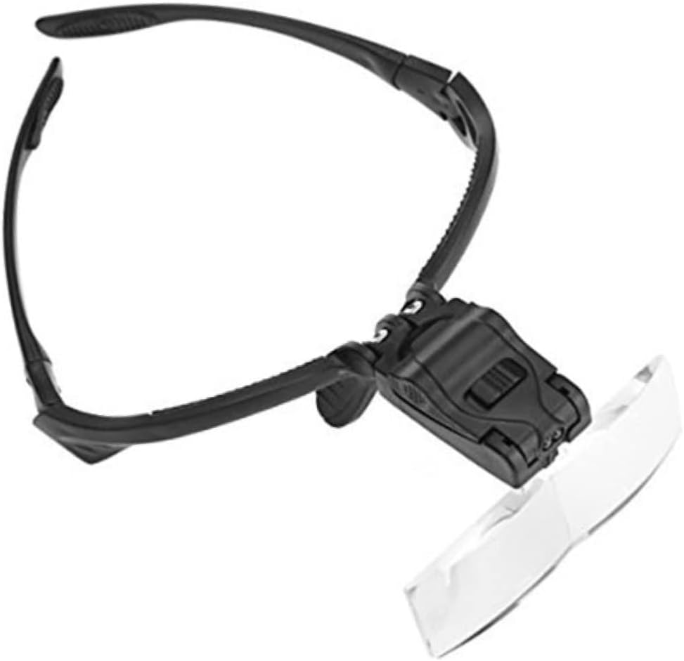 Headband Magnifier Loupe Led Light, 5 Interchangeable Lenses, Black Goggle Visor for Reading, Jewelry Crafting, and Close Work image number 5
