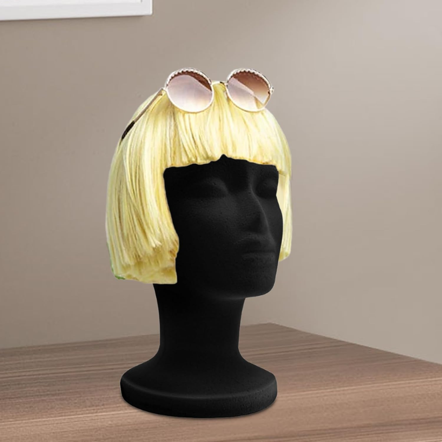 Foam Head,Foam Black Velvet Male Wigs Display Model | Styling Showcase Cosmetology Display Model for Jewelry Glasses Scarves Hair Accessories Eyewear Hairpieces Headphone image number 4