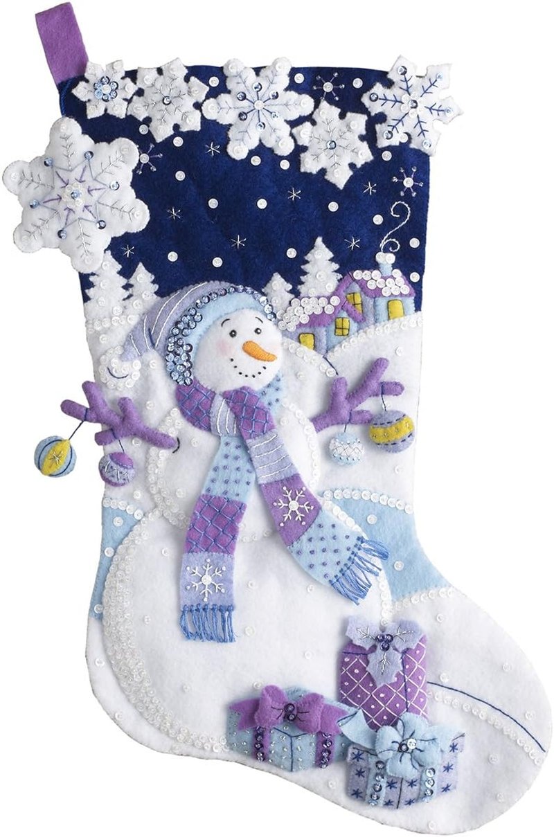 Bucilla Felt Applique Stocking Kit (18-Inch), Frosty Night image number 1