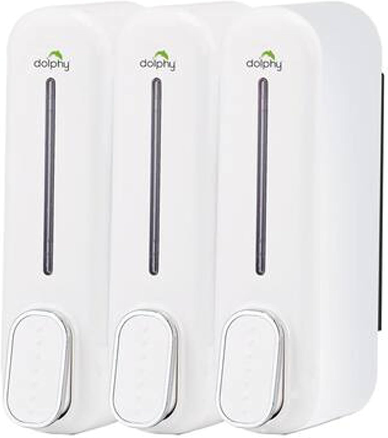 Dolphy Wall Mount Soap Dispenser 300Ml (Pack of 3) | White | Manual ABS Plastic | for Liquid Soap, Shampoo, Conditioner, Lotion | Durable, Easy Refill | Bathroom image number 2