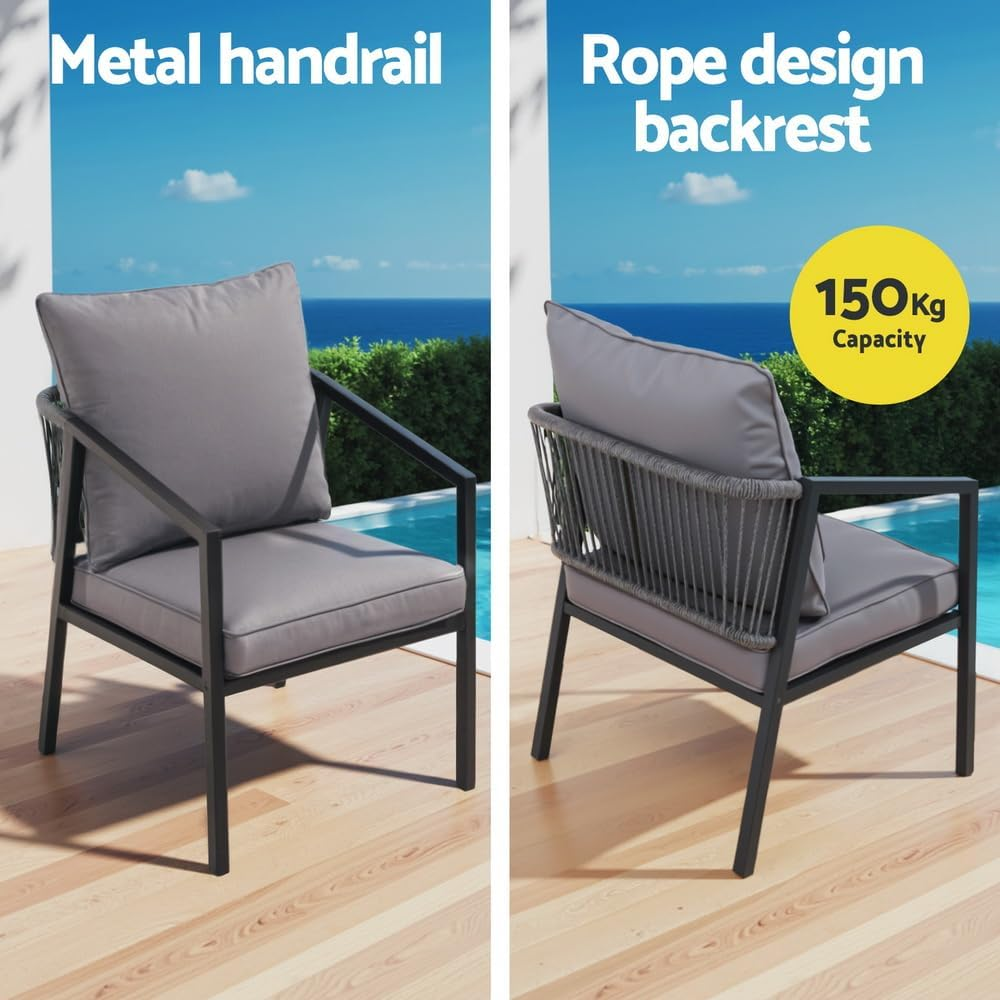 Gardeon 4 Seater Outdoor Sofa Set 4PCS Table Chair Setting Garden Furniture image number 4