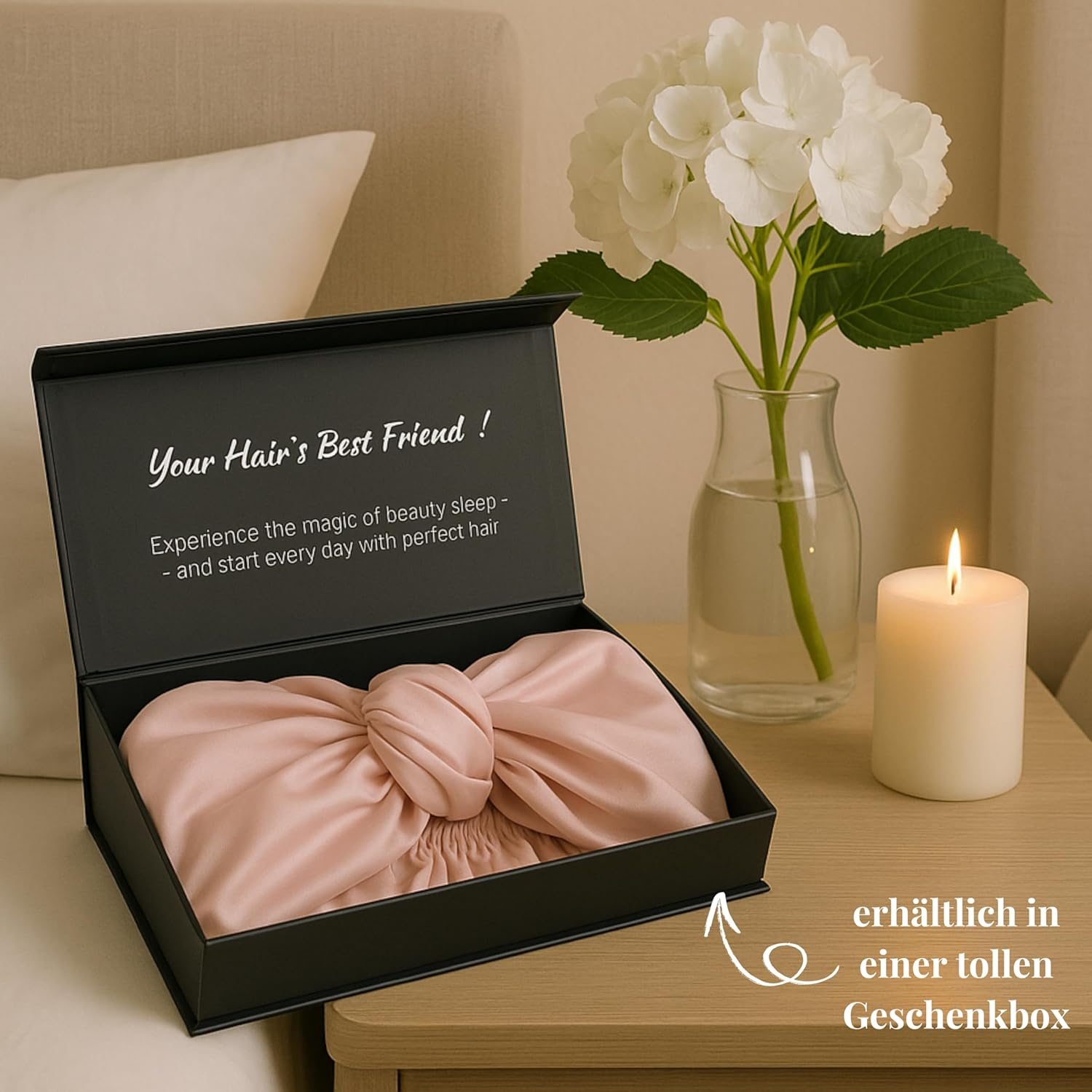 Silk Bonnet for Sleeping with Band Suitable for All Sizes & Hair Types - Protects Hair from Breakage & Split Ends | Retains Curl Shape, Saves Time While Styling | Flortree (Pink) image number 1