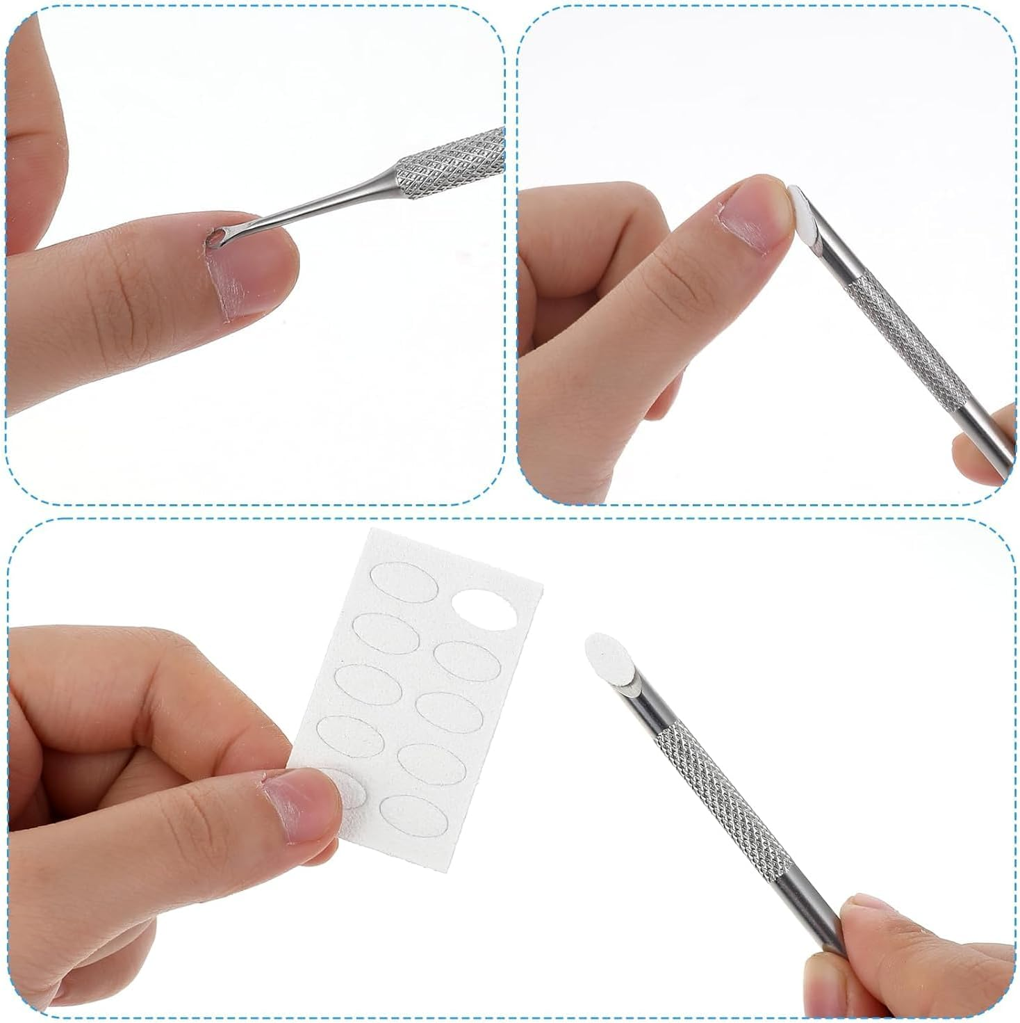 Fokmuaex 2-In-1 Professional Stainless Steel Cuticle Pusher & Remover - Dual-Ended Manicure Tool with Loop + Beveled Head for Home Salon Nail Care, Cuticle Trimmer & Grooming Kit image number 6