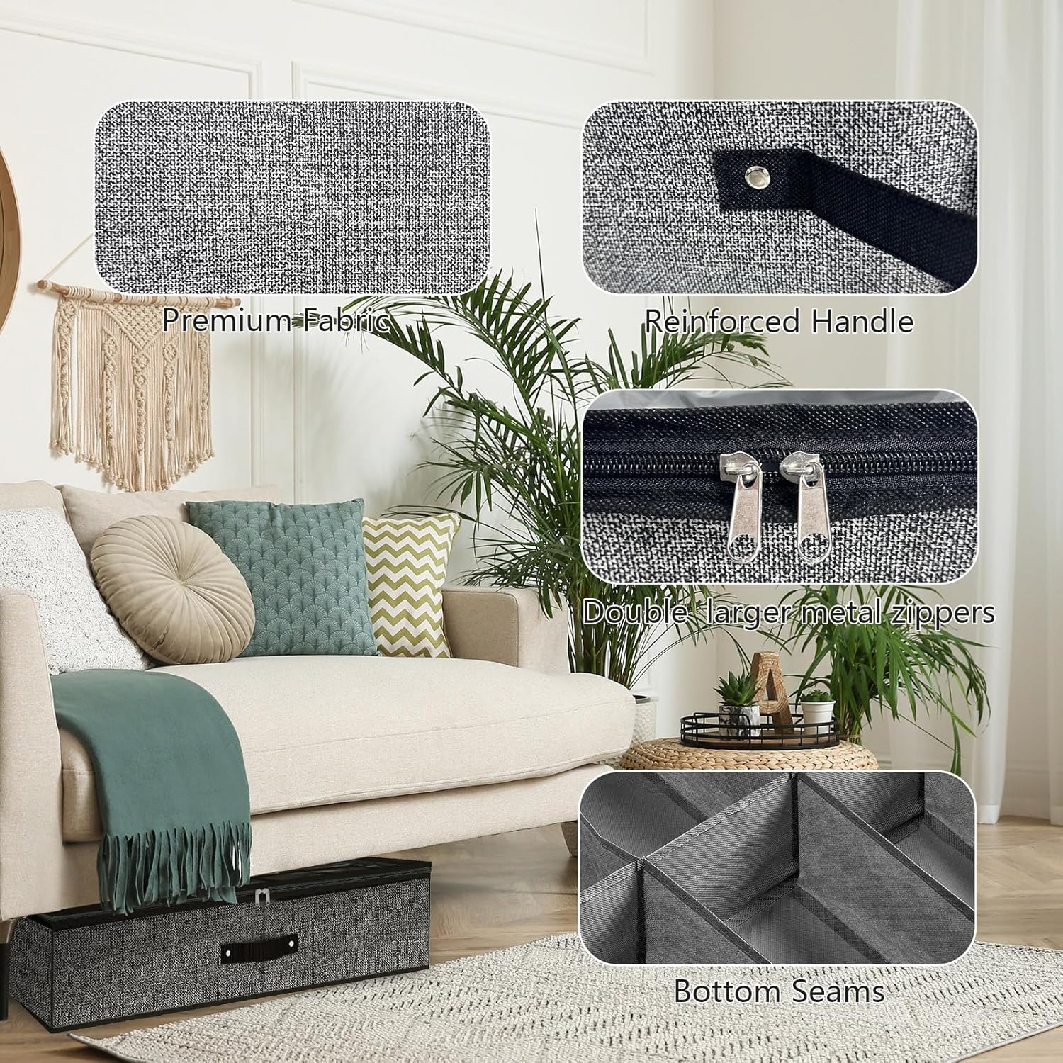 VERONLY under Bed Shoe Storage Organiser Set of 2, Underbed Shoe Storage Box Bins Fits 24 Pairs-Sturdy for Closet (Grey) image number 3