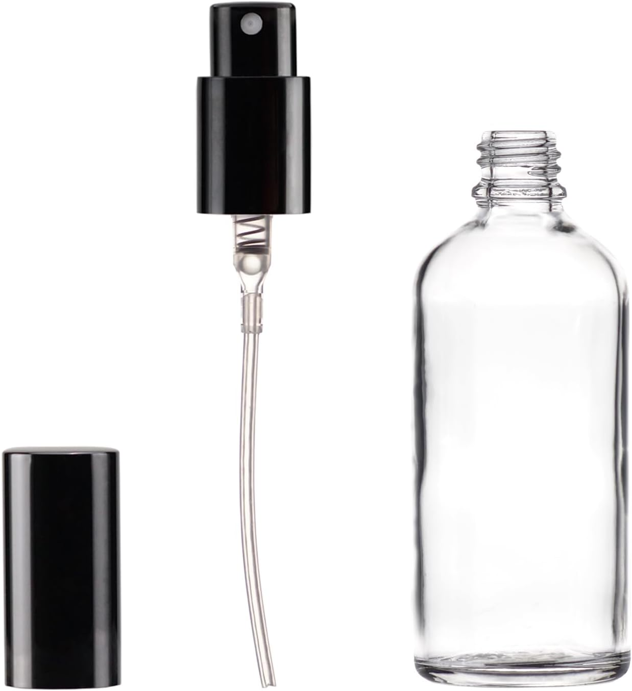 YIZHAO Transparent Spray Bottle 100 Ml, Small Glass Spray Bottle with Atomiser for Essential Oils, Cosmetics, Perfume, Cleaning, Travel Bottle, Pharmacist, Set - 9 Pieces