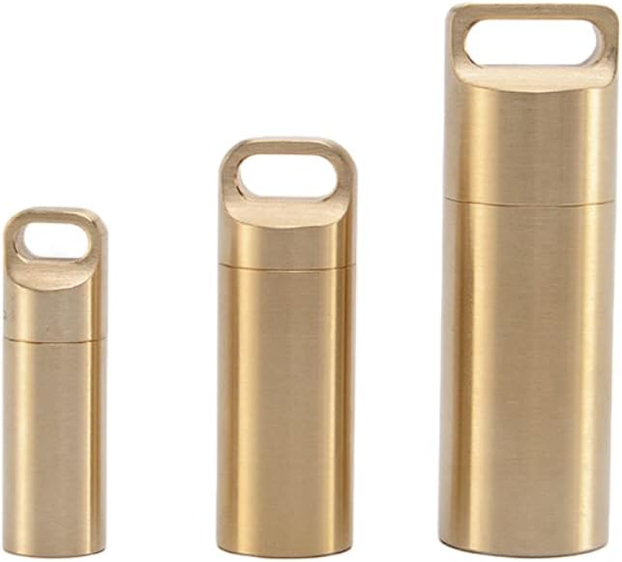 Brass Pill Box Waterproof Pill Box Small Medicine Bottle Medicine Box Outdoor Hiking Camping (L) image number 6
