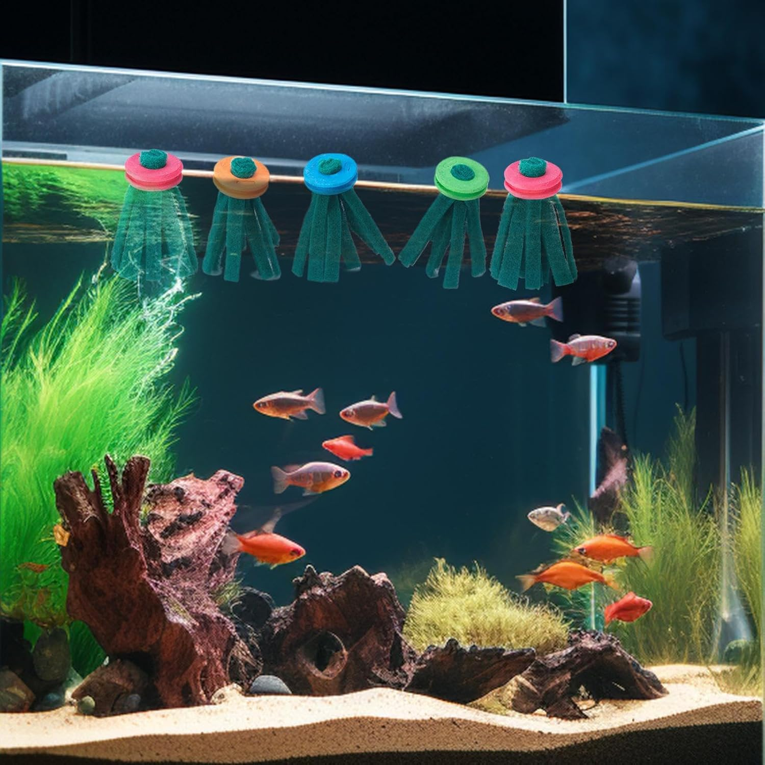 Aquarium Breeding Mop Set - 10 Pieces Floating Fish Spawning Tools with Buoyant Foam Ring | Durable Reusable Hatchery Spawning Aid for Betta, Guppy, Goldfesh, Koi, Shrimp, and Aquatic Pets in Indoor image number 4