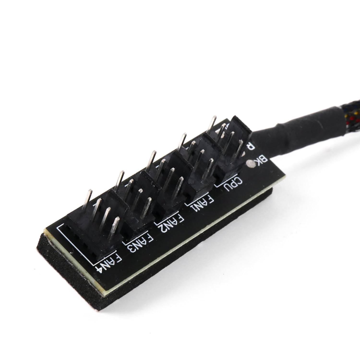 BQLZR 40.5Cm Long Black Sleeved Braided 5 Way 4-Pin PWM Fan Hub Splitter Fan Power Cable for Computer Fans image number 3