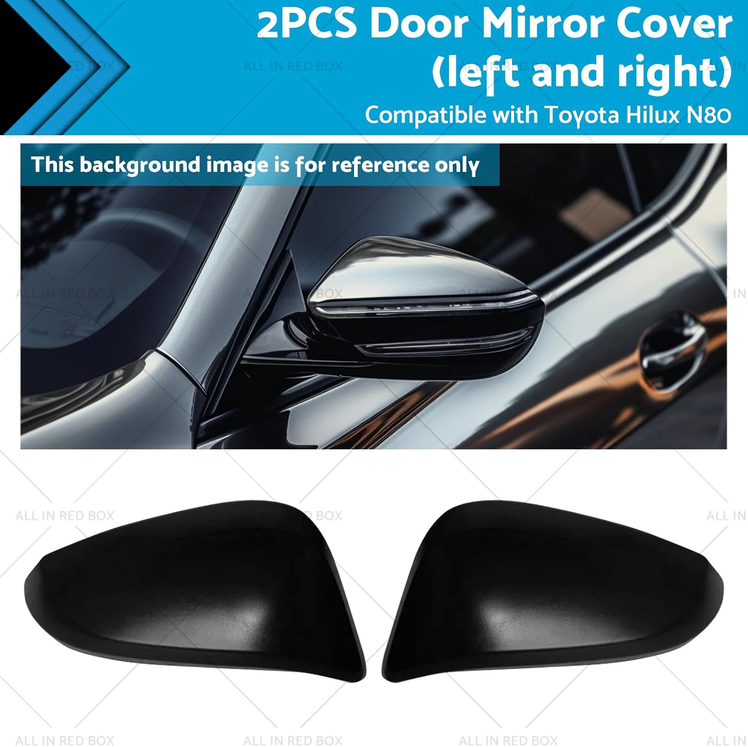 KAKA AUTO PARTS Black Car Door Mirror Cover Side Cap Guard Suitable for Toyota Hilux N80 2015-2021