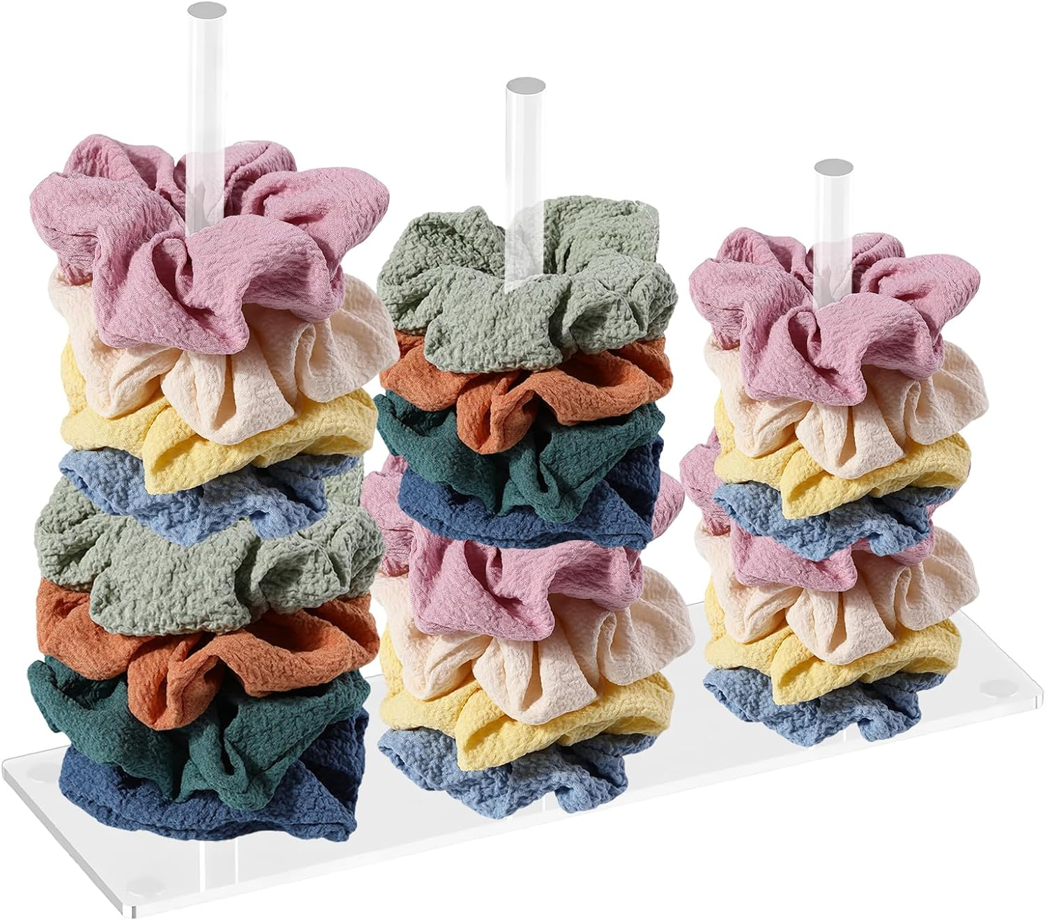 Focenat 3-Tier Scrunchie Holder, Acrylic Hair Scrunchie Holder, Hair Accessory Organiser, Hair Scrunchie Stand, Clear Hair Scrunchie Organiser, for Women Girls Gifts Trendy Stuff Hair Accessories image number 2