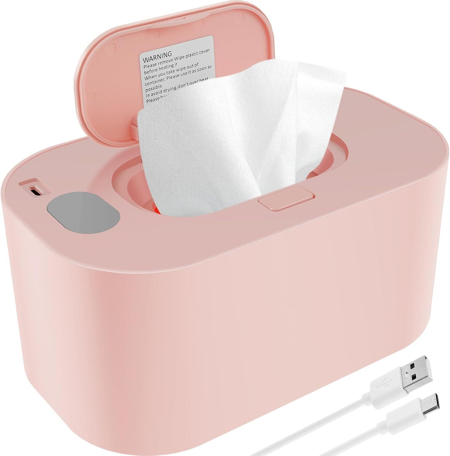 Newborn Wipe Warmer, Thermostat Baby Wipe Warmer and Wet Wipes Dispenser Portable Baby Wipes Dispenser Warmer Prevent Dry USB Baby Wipe Warmer for Car Home Baby Nursery 7.9&times;4.7&times;3.9 in (White)