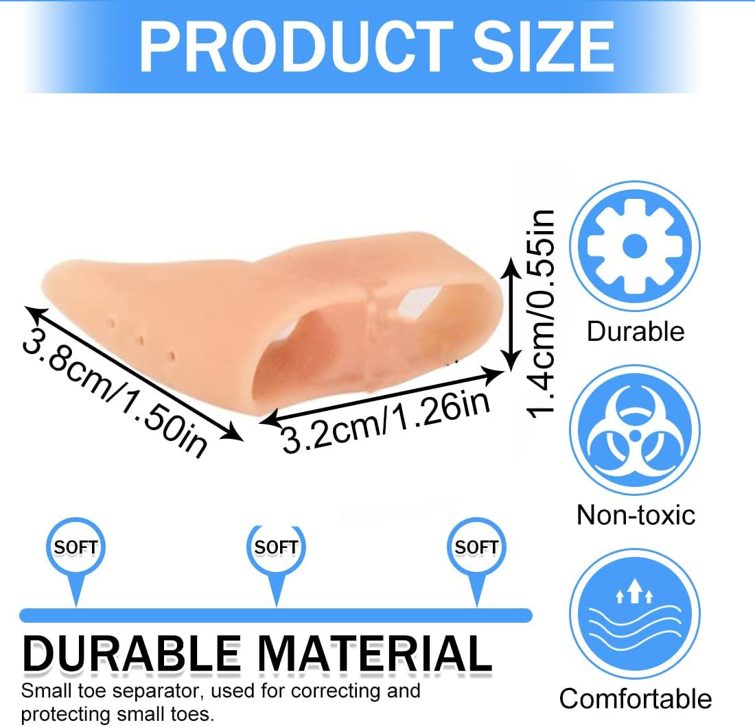 3 Pairs Small Toe Separator, Crimped Small Toe, Gel Toe Separator Klener Toes (White/Khaki/Transparent) image number 1