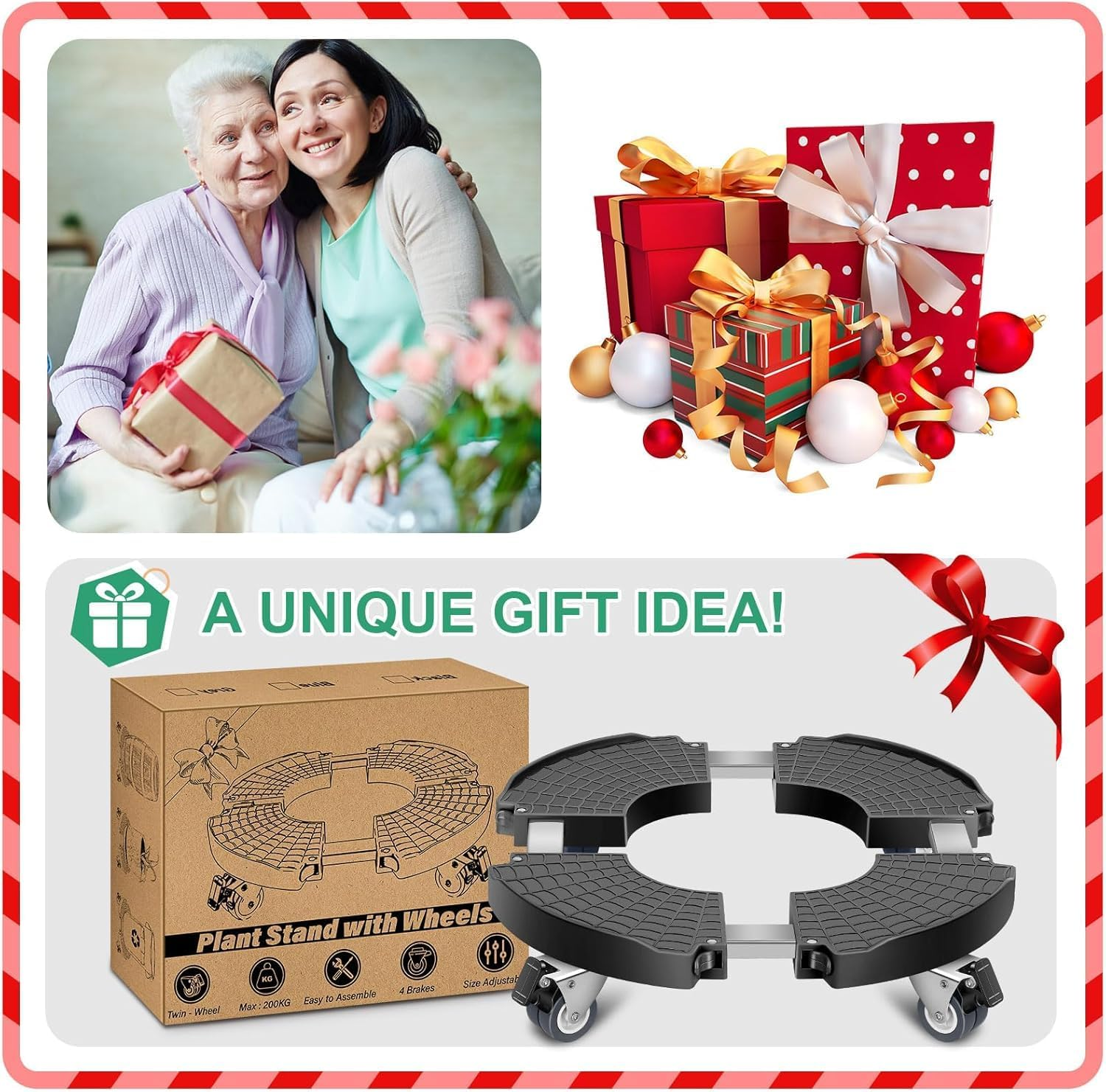 2 Pack Plant Caddy with Wheels Heavy Duty, 40-48CM Adjustable Plant Stand with Wheels, Large Plant Dolly Cart for Vertical Garden Tower, Vertical Planters, Patio Umbrella Base, Plant Pots, Trash Can