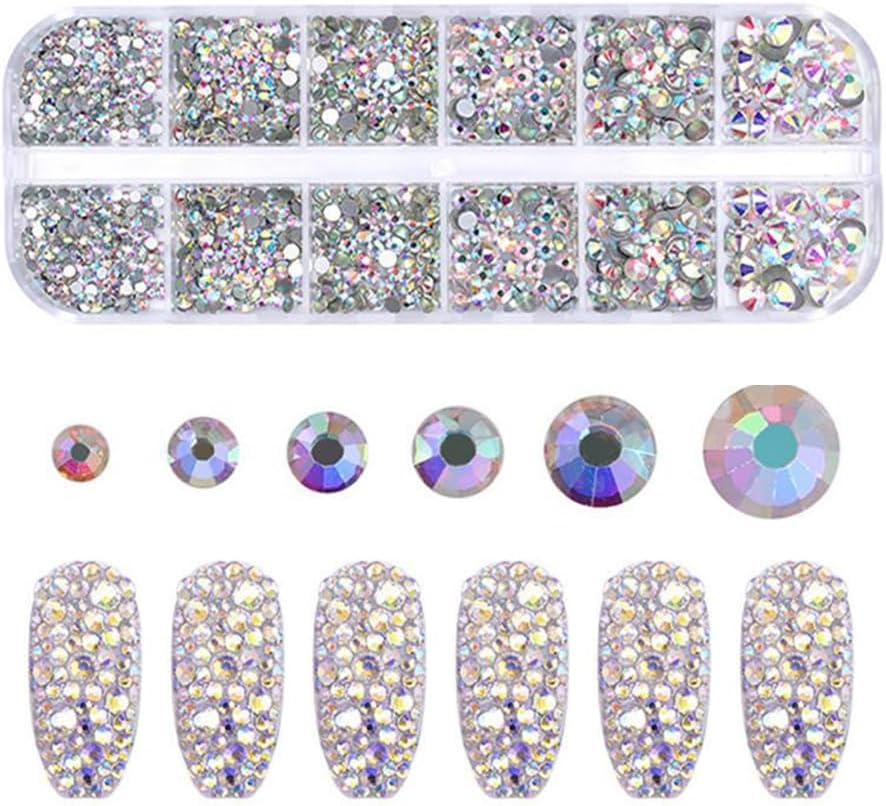 2000 Pieces Flat Back Gems round Crystal,With Tweezers and Rhinestones Picking Pen for Clothes Fabric Shoes Jewelry Making Nail Art image number 3