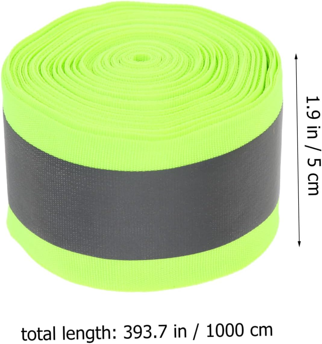 Ipetboom Fluorescent Green Reflective Fabric Tape High Visibility Webbing Strip for Clothing Safety Crafting and Outdoor Use image number 5