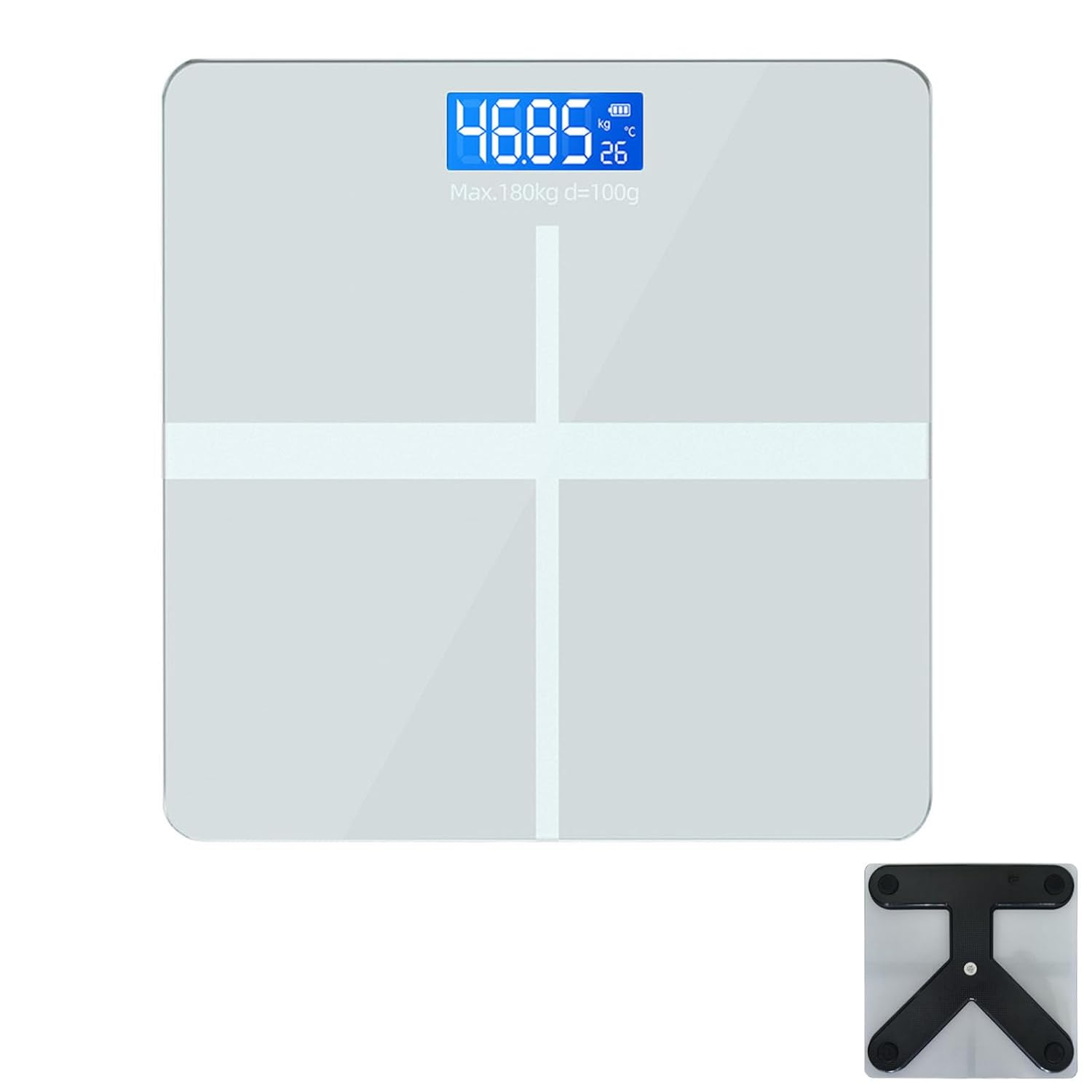Wesoke Digital Bathroom Scale for Body Weight, Highly Accurate Rechargeable Scale, High Precision Body Fat Scale with LED Display & Tempered Glass & Thermometer, Measures Weight up to 180Kg, White image number 5