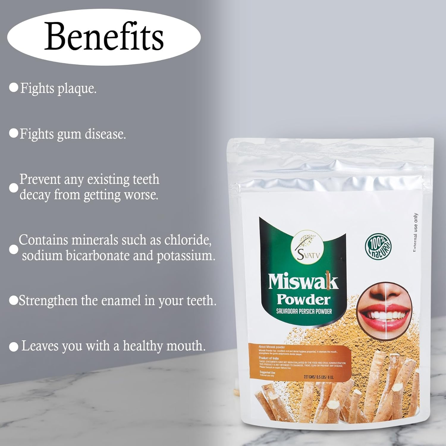 SVATV Miswak Powder 227 Gram (8 Oz)