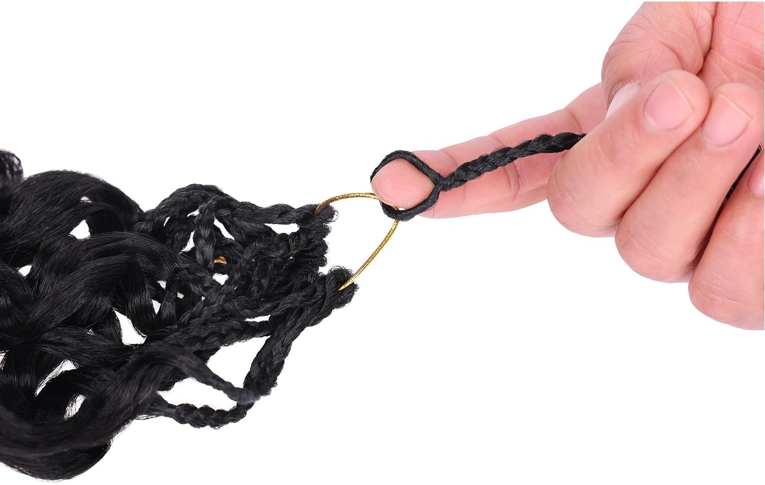 Mscat Gogo Curl Crochet Hair 18 Inch 8 Packs Black Ocean Wave Crochet Hair Pre Looped Deep Twist Goddess Box Braids Short Curly Water Wave Synthetic Braiding Hair for Women Girls Kids (8 Packs, 1B#) image number 4