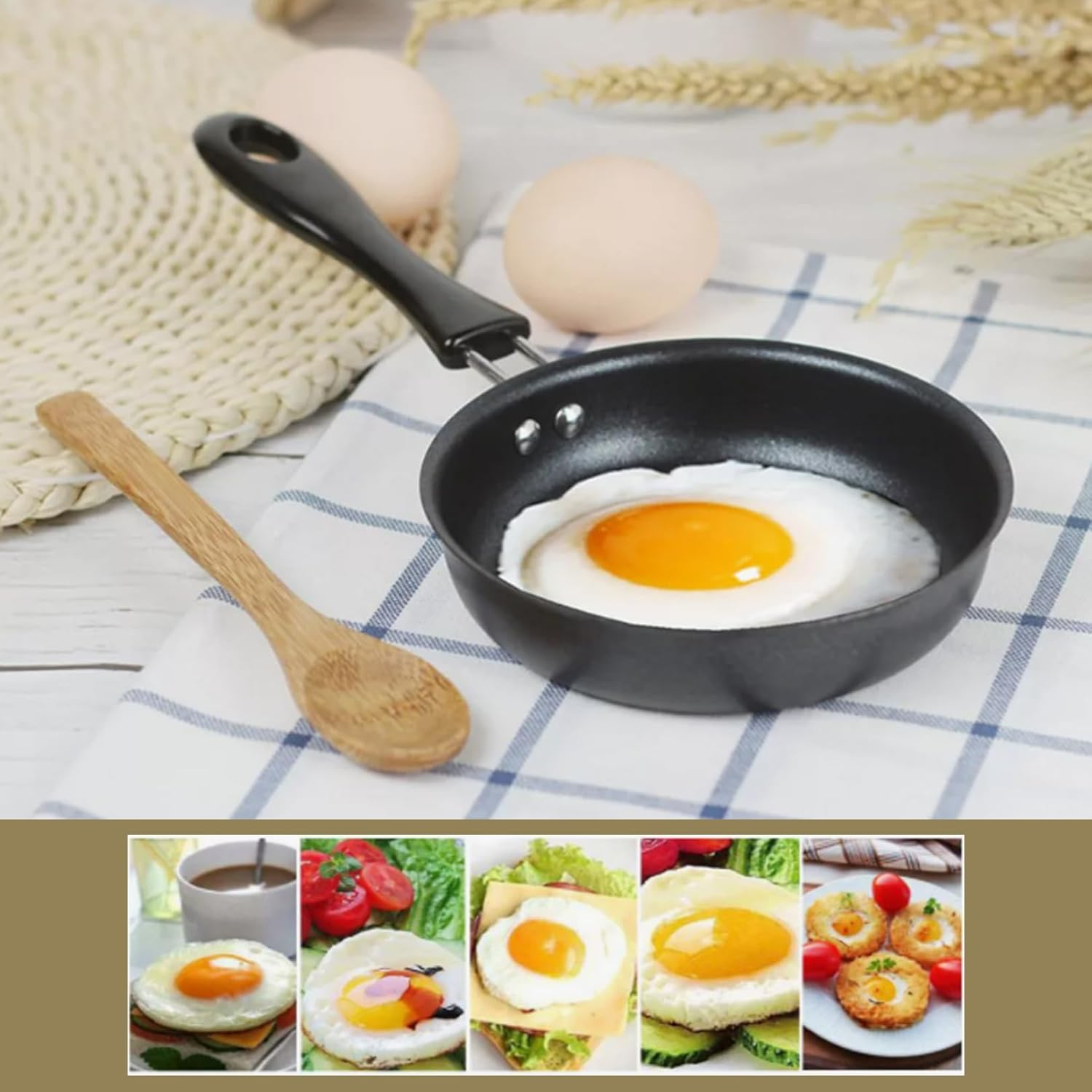 LIAMGUS Small Frying Pan, Mini Frying Pan for One Egg, Non-Stick Frying Pan, Egg Frying Pan, Mini Frying Pan, Portable Camping Cooking Omelet Pan for Gas Stove Induction Hob (12Cm) image number 2