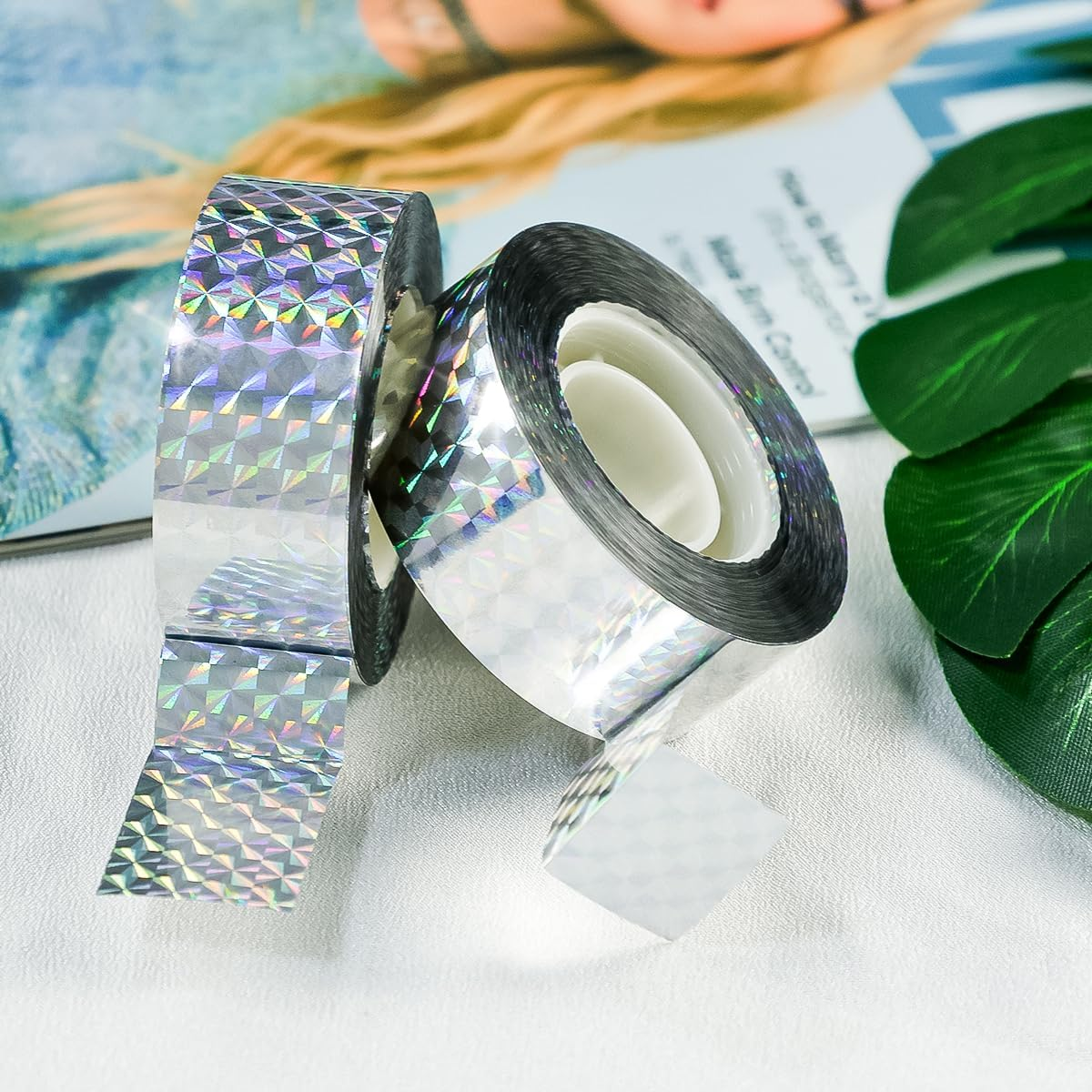 Folmywy Bird Scare Tape Double Sided Reflective Flashing Tape Ribbon Woodpecker Deterrent for House Deterrent Birds Pigeon Herons Away from Garden Farm Trees Orchard Crops image number 1