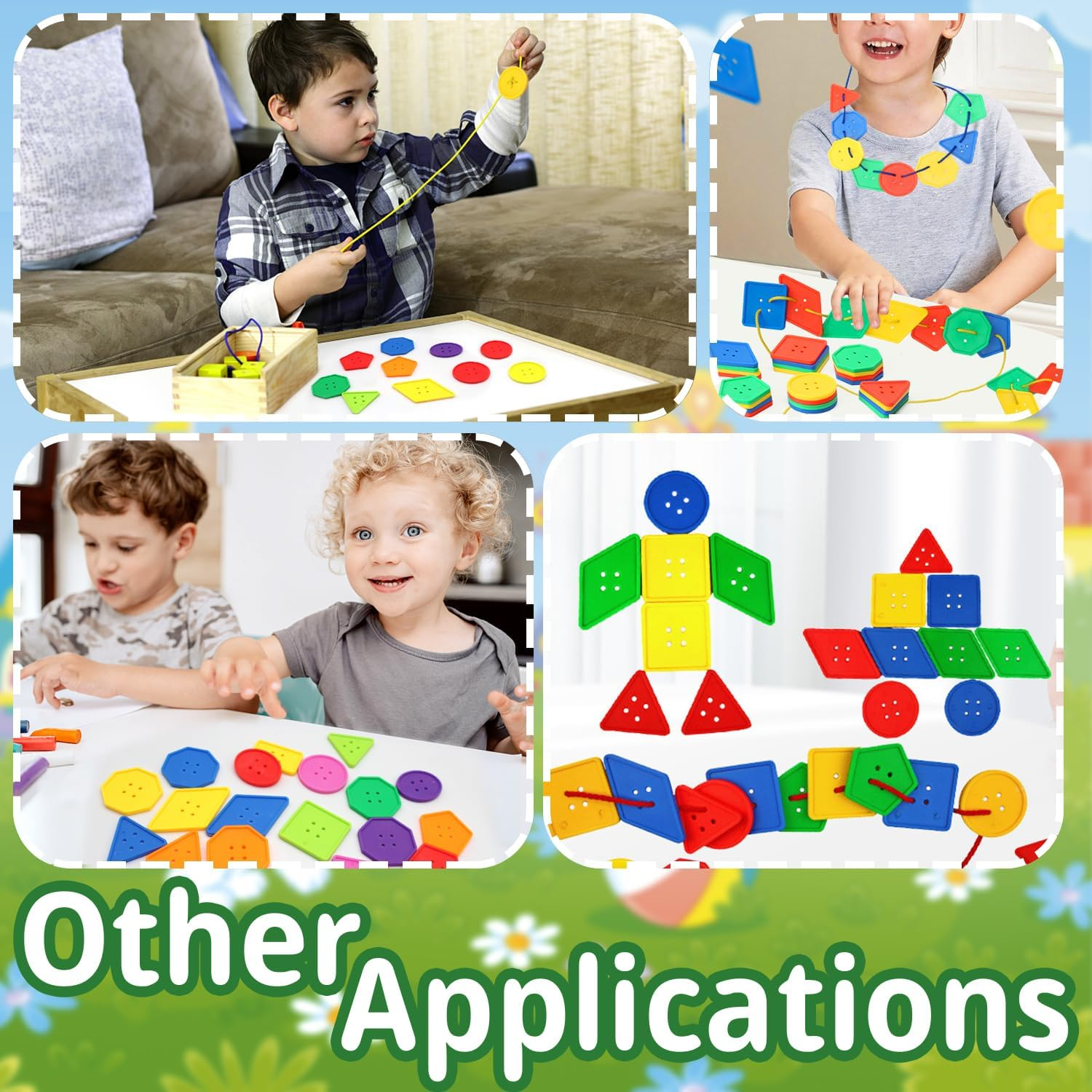 Cinvo 160 Pieces Big Bright Buttons 8 Geometric Shapes Jumbo Sewing Buttons for Crochet Knitting Teaching Shapes, Colors and Motor Skills Arts and Crafts Projects(7 Random Colors) image number 5