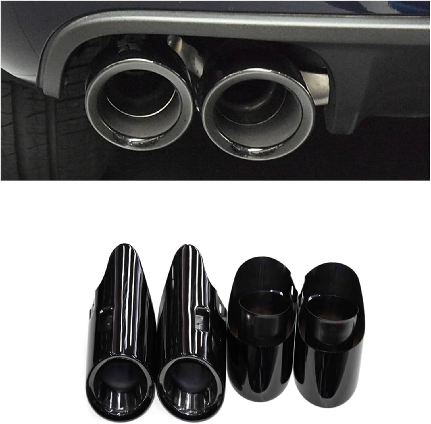 Compatible for Porsche Macans 2.9T 3.0T Tip 2014 to 2024 Exhaust Tip Stainless Steel Black Muffler Tip Nozzle Exhaust Head image number 4