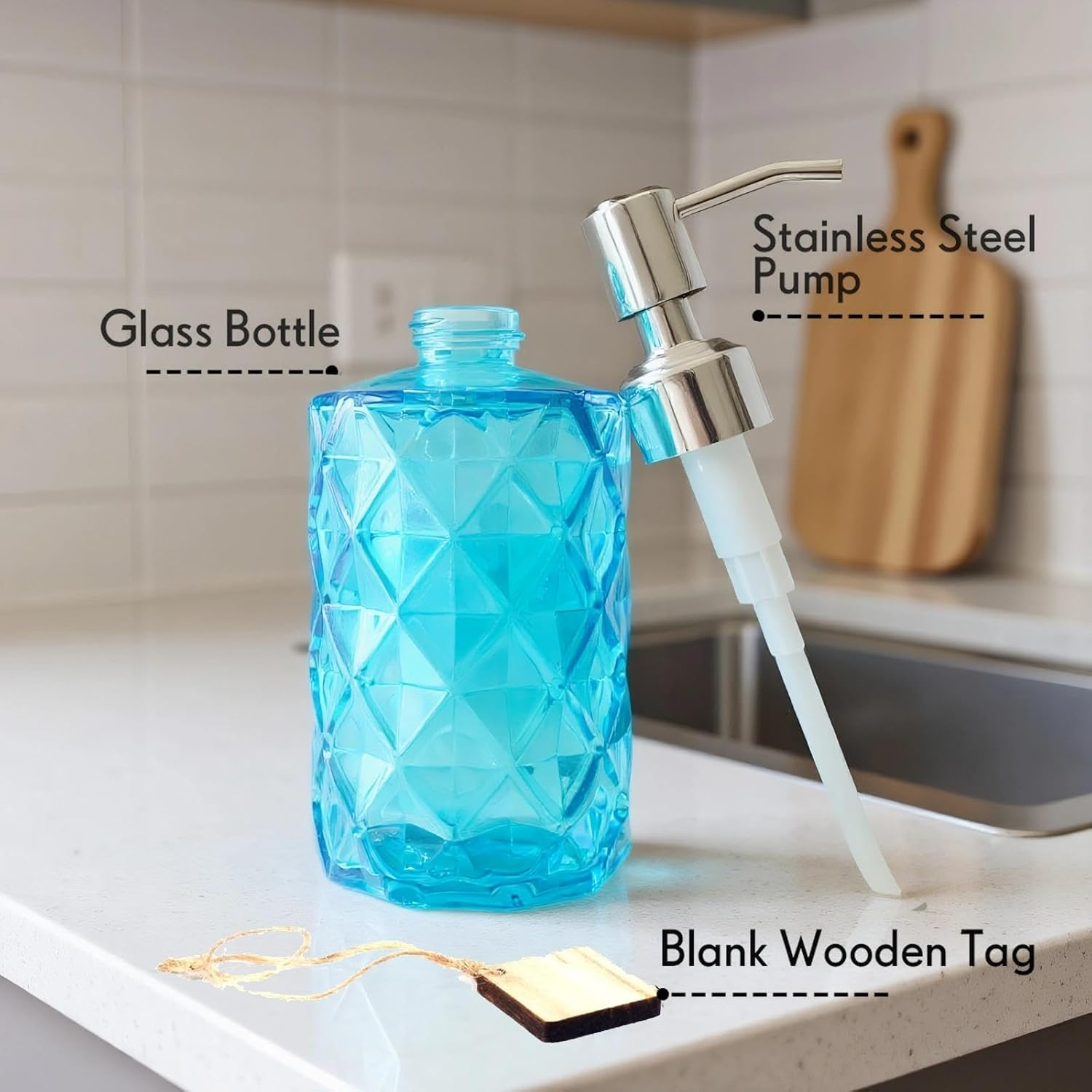 Glass Soap Dispenser with Rust-Proof 304 Stainless Steel Pump, Compatible with Soap, Lotion, Dish Soap, Shampoo & Body Cleanser for Bathroom, Kitchen & Office Use - Haheihei image number 1