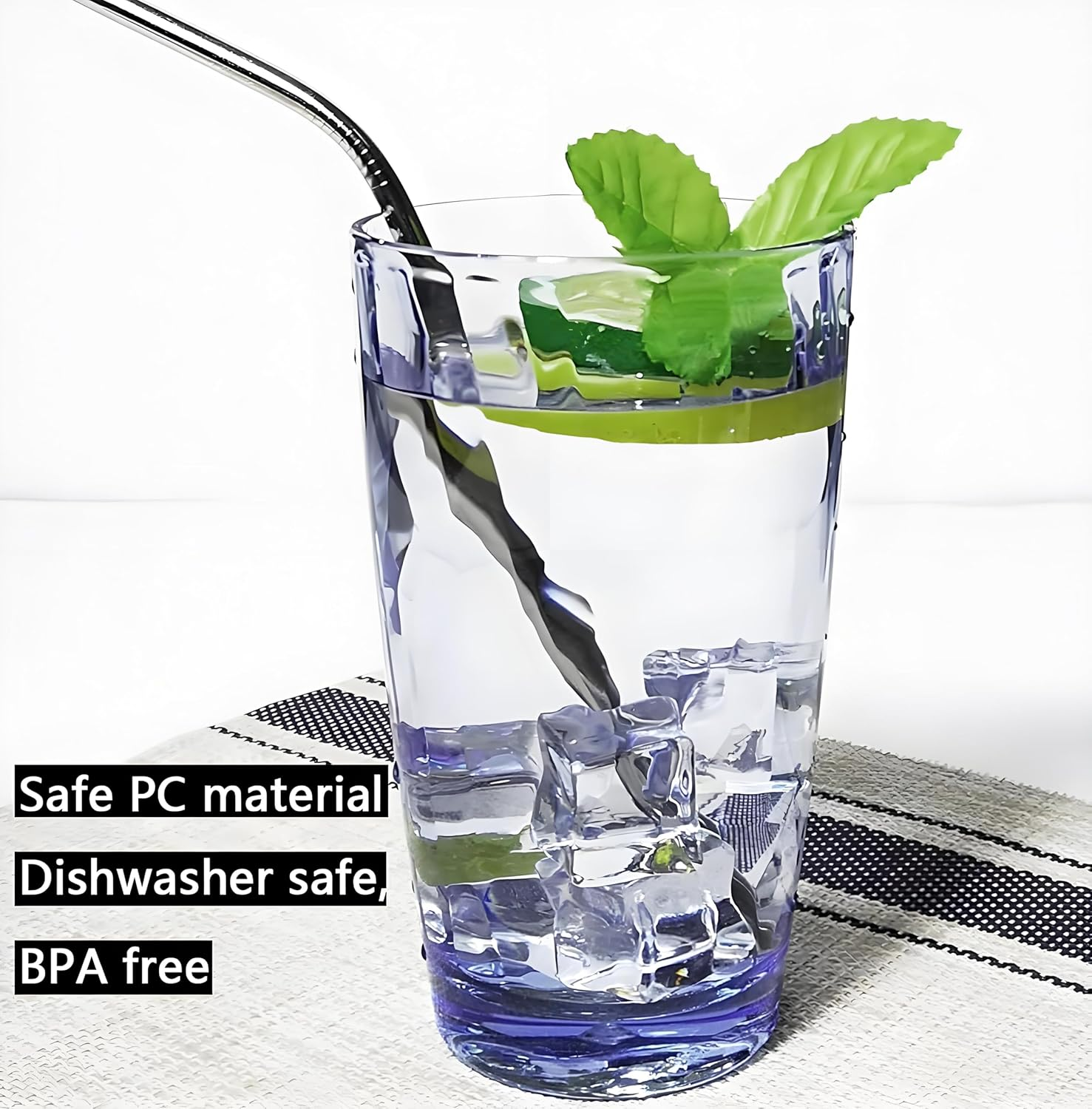 VEILEDGEM 15Oz Shatterproof Tritan Drinking Glasses Unbreakable Acrylic Glasses Drinkware BPA Free Hard Plastic Cups Reusable Kitchen Water Glasses Drinking Set of 8 (Blue) - 10 Oz 12 Pieces Blue image number 4