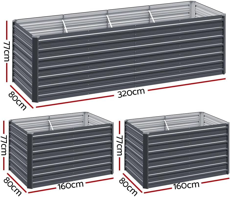 2X Galvanised Steel Raised Garden Bed Instant Planter 160 X 80 X 77Cm Aluminium image number 4