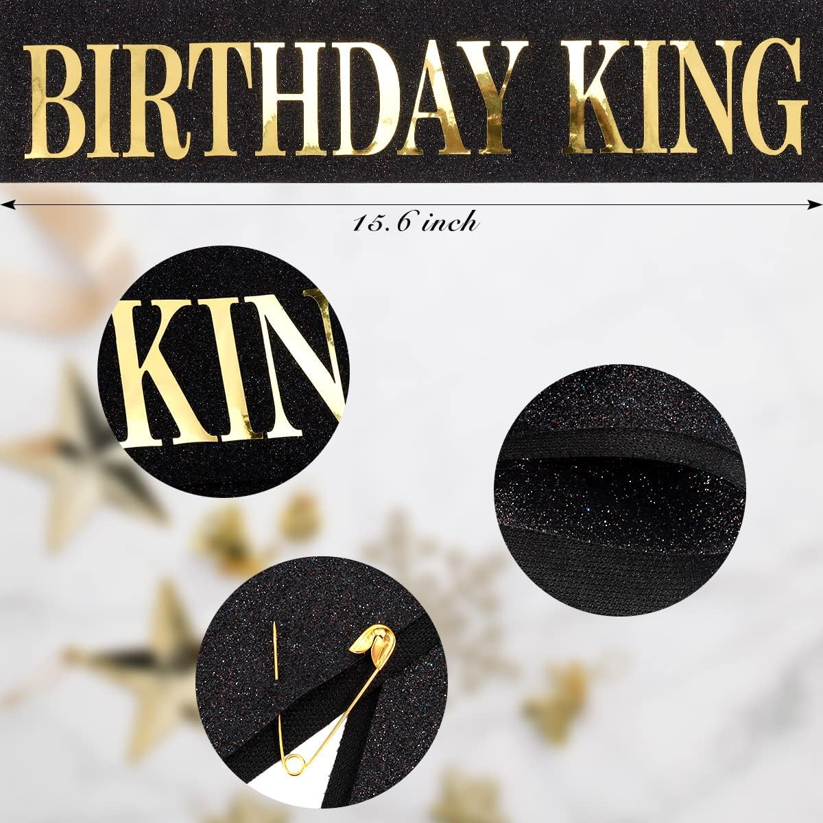 Hapdoo Happy Birthday Decorations for Men, Birthday King Crown and Birthday Sash for Men, Men Birthday Decorations, Birthday Crown for Men Black and Gold image number 6